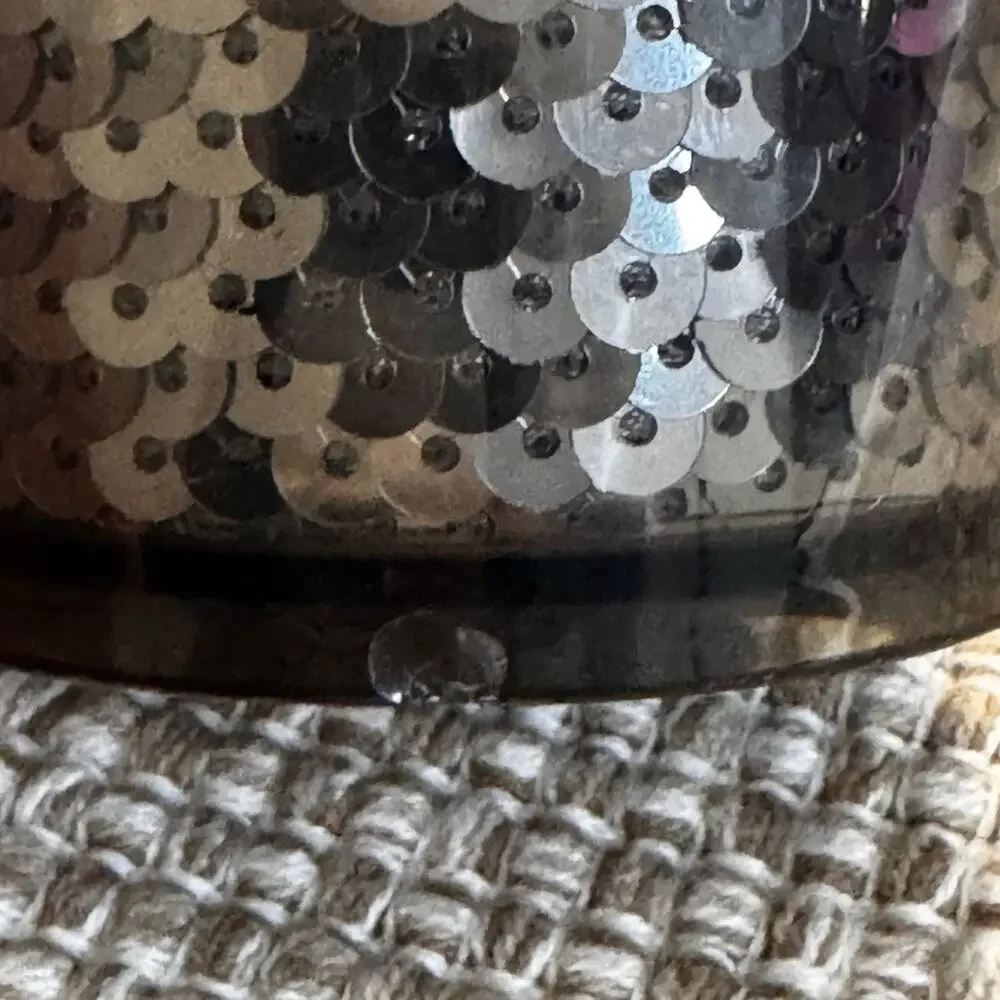 STARBUCKS 2015 Starbucks black sequin acrylic Venti cold cup tumbler.